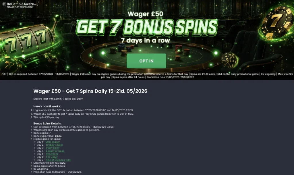 7bet sign up offer